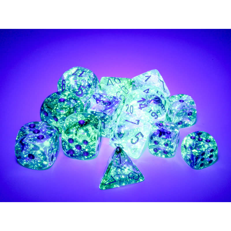 CHX27756 Oceanic Nebula Luminary Dice Gold Pips D6 16mm (5/8in) Pack of 12 3rd Image