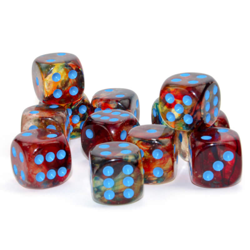 CHX27759 Primary Nebula Luminary Dice Blue Pips D6 16mm (5/8in) Pack of 12 2nd Image