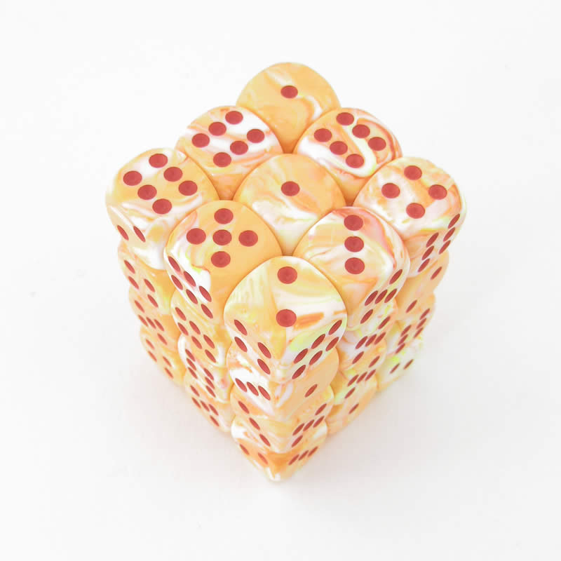 CHX27853 Sunburst Festive Dice with Red Pips D6 12mm (1/2in) Pack of 36 Main Image