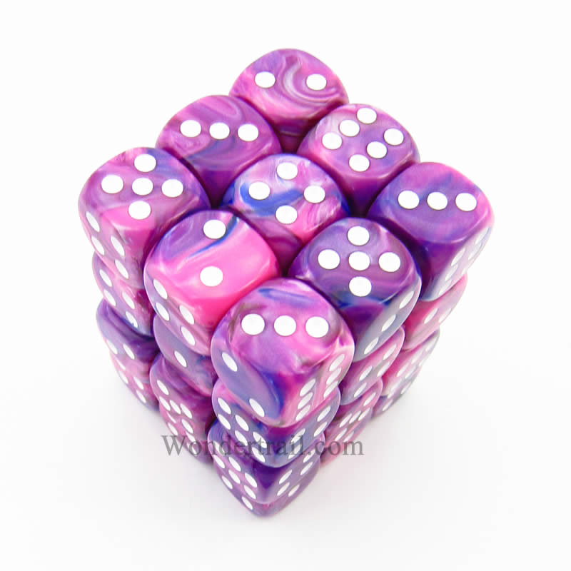 CHX27857 Violet Festive Dice with White Pips D6 12mm (1/2in) Pack of 36 Main Image