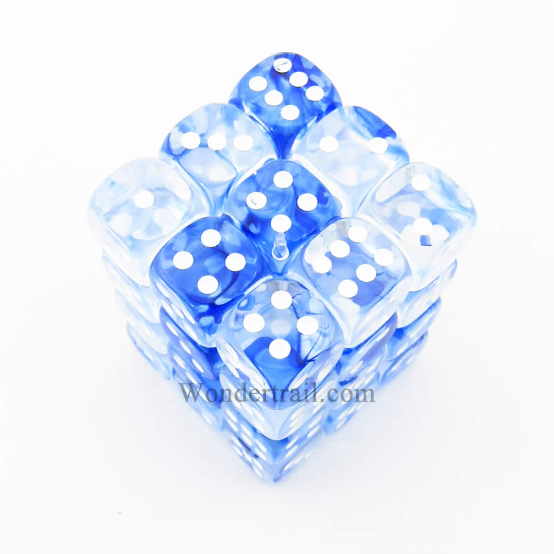 CHX27866 Blue Nebula Dice with White Pips D6 12mm (1/2in) Pack of 36 Main Image