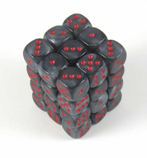 CHX27878 Black Velvet Dice with Red Pips D6 12mm (1/2in) Pack of 36 Main Image