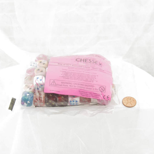 CHX29013 Assorted Loose Heart D6 Dice 16mm (5/8in) Bag of 50 Dice Chessex Main Image