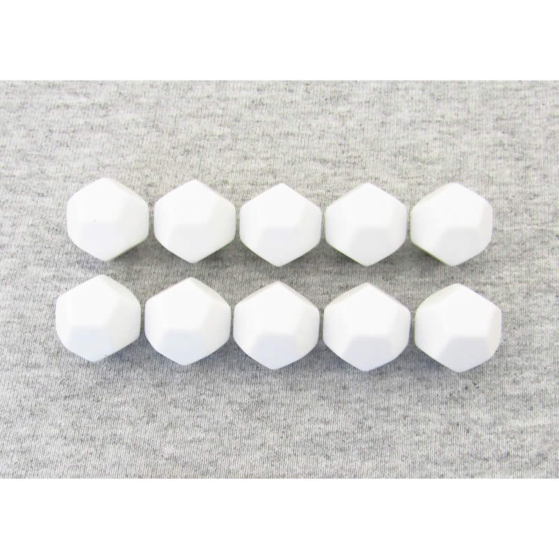 CHX29035 White Blank Dice with No Pips D12 16mm (5/8in) Pack of 10 Main Image