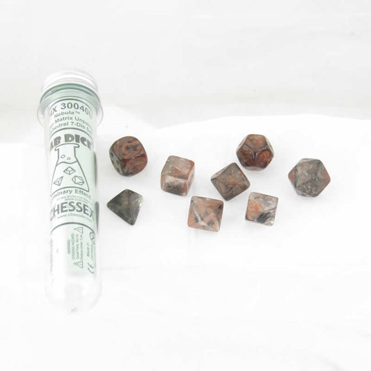 CHX30040U Copper Nebula Luminary Dice Unpainted Numbers 16mm (5/8in) Set of 7 Main Image