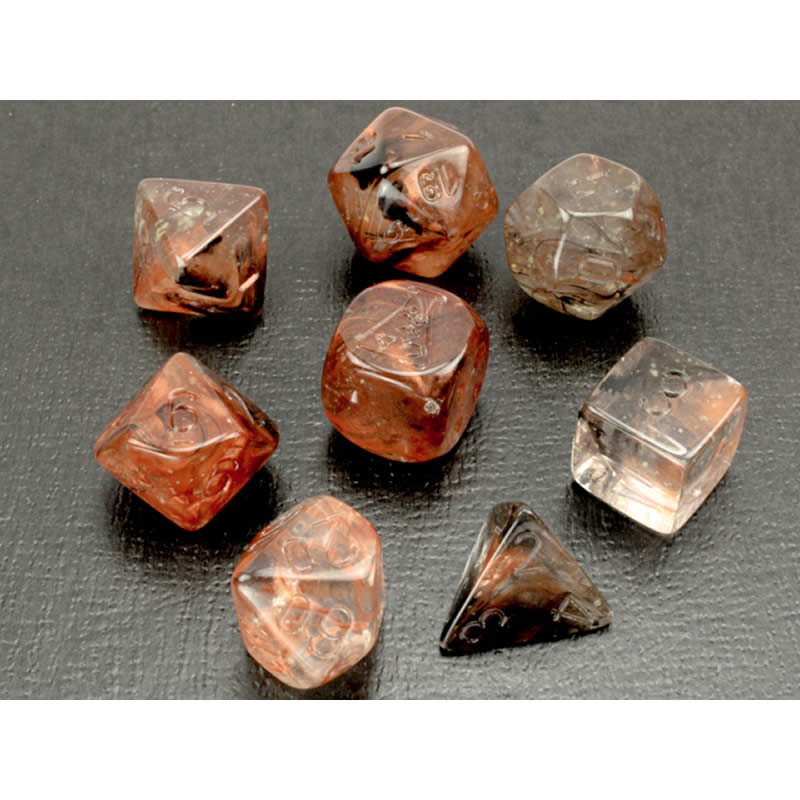 CHX30040U Copper Nebula Luminary Dice Unpainted Numbers 16mm (5/8in) Set of 7 2nd Image