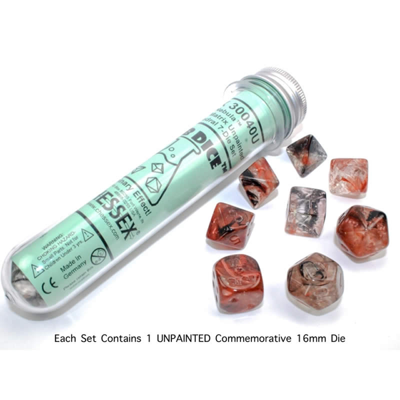 CHX30040U Copper Nebula Luminary Dice Unpainted Numbers 16mm (5/8in) Set of 7 4th Image