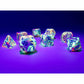 CHX30047 Kaleidoscope Festive Luminary Dice with Blue Numbers 7+1 Dice Set 16mm (5/8in) 3rd Image