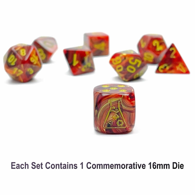 CHX30050 Underworld Vortex Dice with Yellow Numbers 7+1 Dice Set 16mm (5/8in) 2nd Image