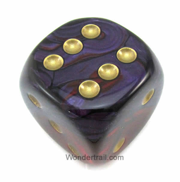 CHXDG5026 Purple Red Gemini Die Gold Pips D6 50mm (1.97in) Pack of 1 Main Image