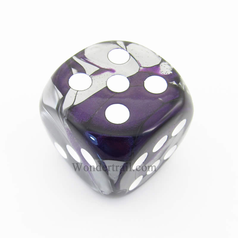 CHXDG5032 Purple and Steel Gemini Die White Pips D6 50mm Pack of 1 Main Image