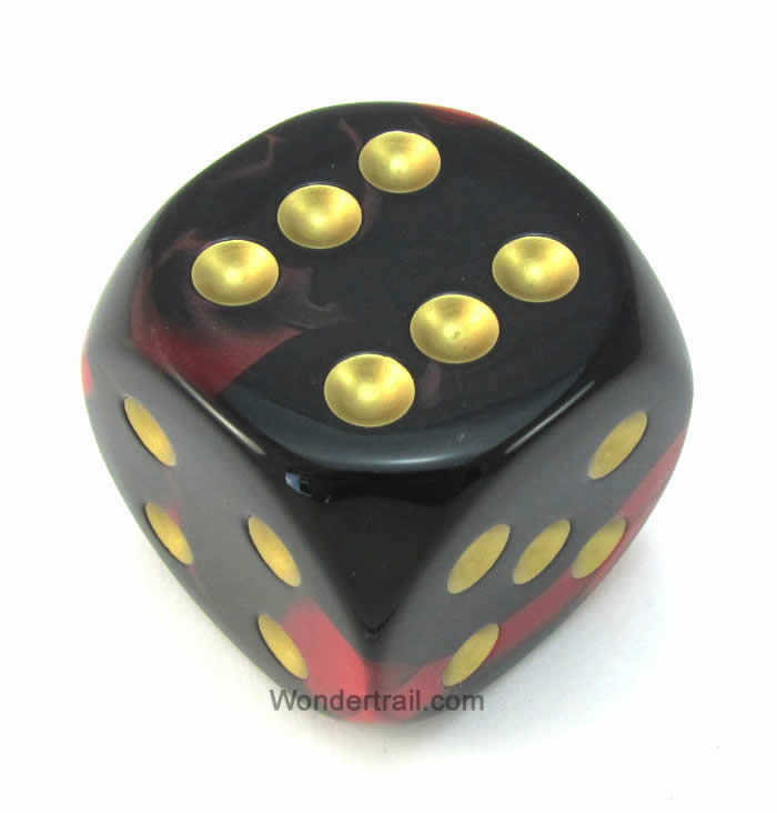 CHXDG5033 Black Red Gemini Die Gold Pips D6 50mm (1.97in) Pack of 1 Main Image