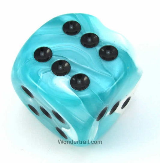 CHXDG5044 Teal White Gemini Die Black Pips D6 50mm (1.97in) Pack of 1 Main Image