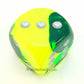CHXDG5054 Green Yellow Gemini Die Silver Pips D6 50mm (1.97in) Pack of 1 Main Image