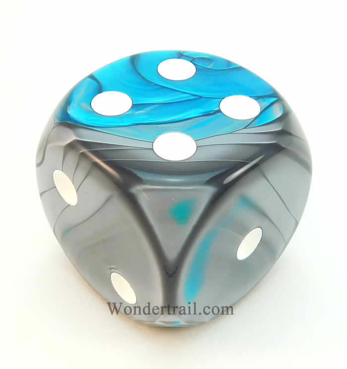 CHXDG5056 Steel Teal Gemini Die White Pips D6 50mm (1.97in) Pack of 1 Main Image