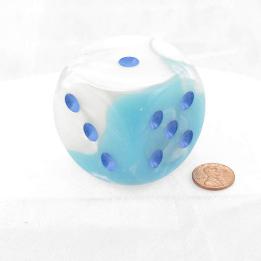 CHXDG5065 Pearl Turquoise and White Gemini Luminary Die with Blue Pips D6 50mm (1.97in) Pack of 1 Main Image