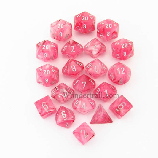 CHXLE901 Pink Ghostly Glow Dice Silver Numbers 16mm (5/8in) Pack of 20 Main Image