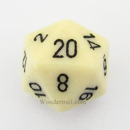CHXXQ2000 Ivory Die with Black Numbers D20 34mm (1.34in) Pack of 1 Main Image
