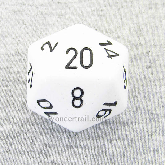 CHXXQ2001 White Opaque Die Black Numbers D20 34mm (1.34in) Pack of 1 Main Image