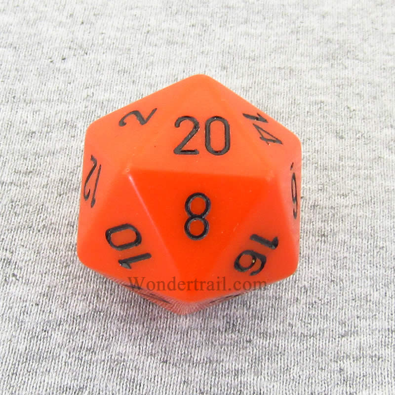 CHXXQ2003 Orange Opaque Die Black Numbers D20 34mm Pack of 1 Main Image