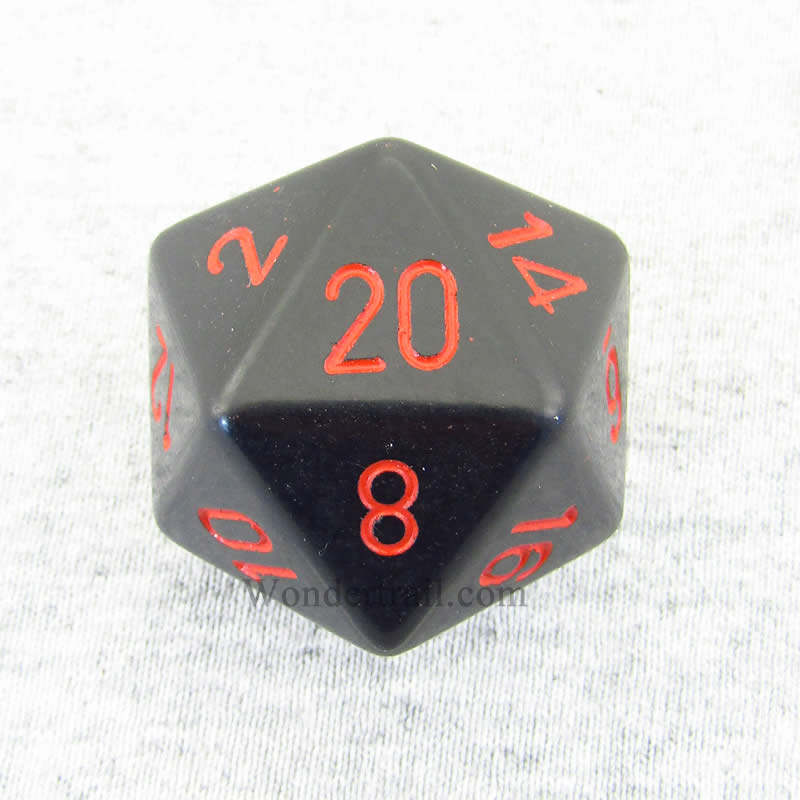 CHXXQ2018 Black Opaque Die Red Numbers D20 34mm (1.34in) Pack of 1 Main Image