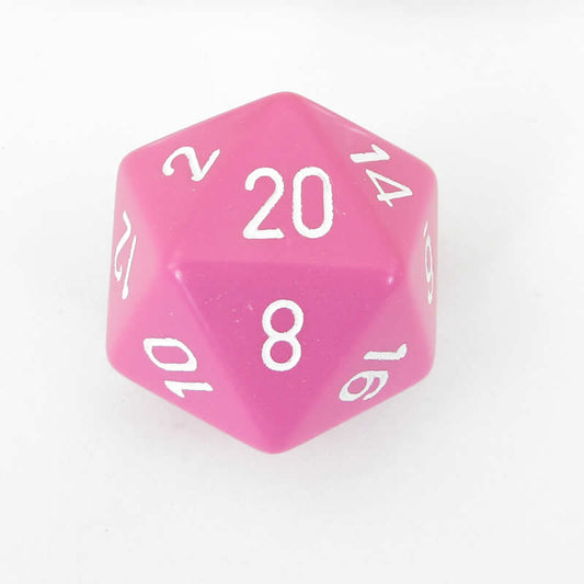 CHXXQ2044 Pink Opaque Die White Numbers D20 34mm (1.34in) Pack of 1 Main Image
