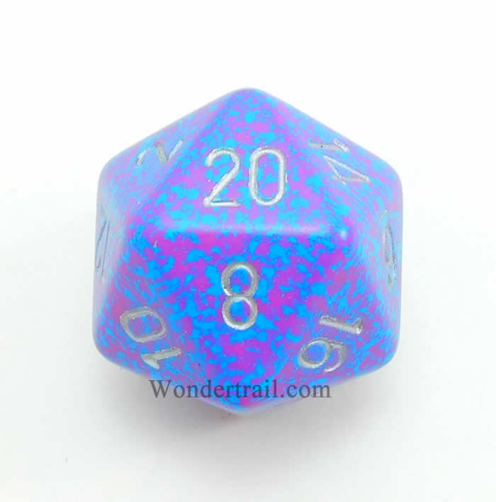 CHXXS2004 Silver Tetra Speckled Die Silver Numbers D20 34mm Pack of 1 Main Image