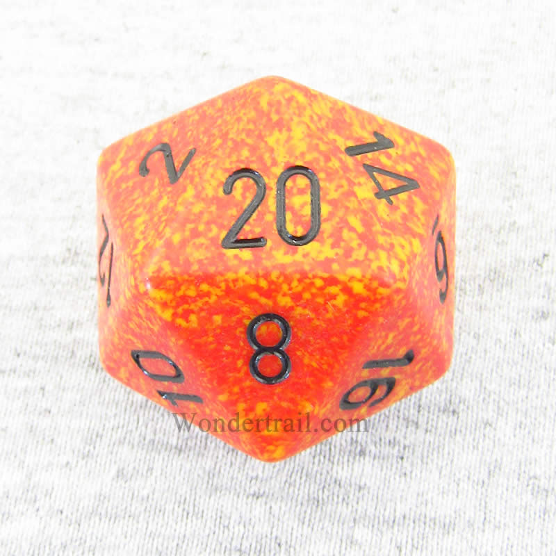 CHXXS2021 Fire Speckled Die Black Numbers D20 34mm (1.34in) Pack of 1 Main Image