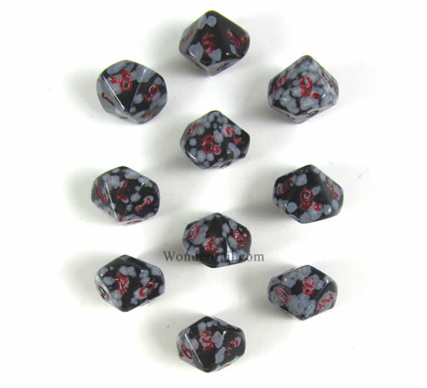 CYC02202 Snowflake Obsidian 10 d10s 12mm Dwarven Stones (10) Crystal Caste Main Image