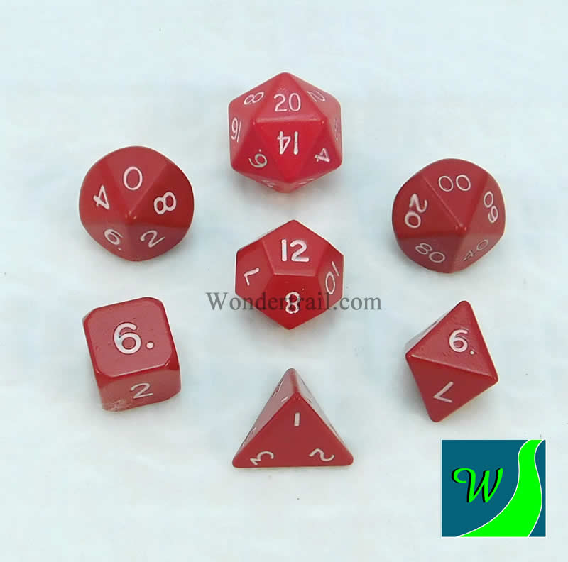 CYC02620 Red Hue Dwarven Metal Dice 16mm 7 Piece Set Crystal Caste Main Image