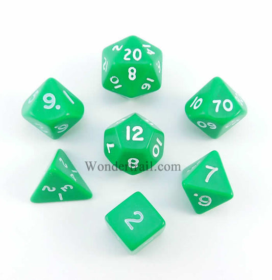 CYC06502 Green/White Opaque (Set of 7 Dice) Crystal Caste Main Image