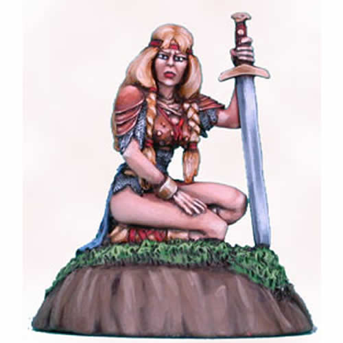 DSM1133 Evening Rest Crouching Female Warrior Miniature Main Image