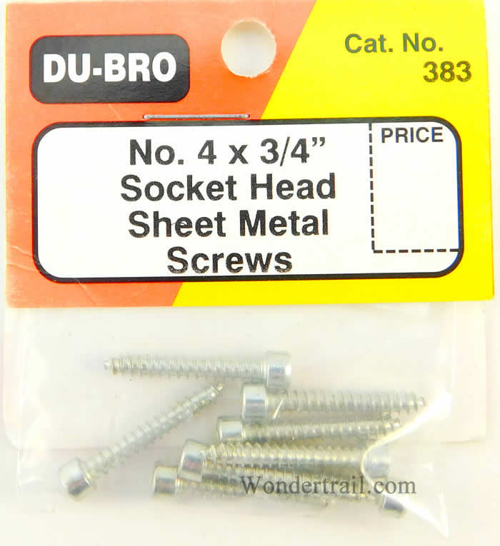 DUB383 Sheet Metal Socket Head Screws no. 4 x 3/4in (8) Dubro Main Image