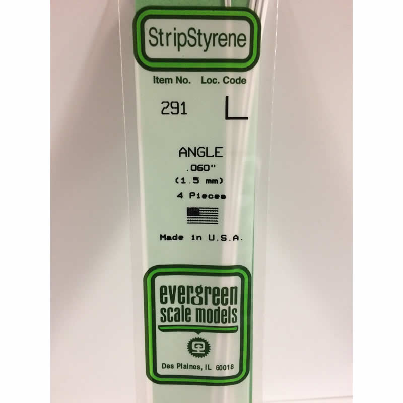 EVG291 Angle Polystyrene .060in x 14in Pack of 4 Evergreen Main Image