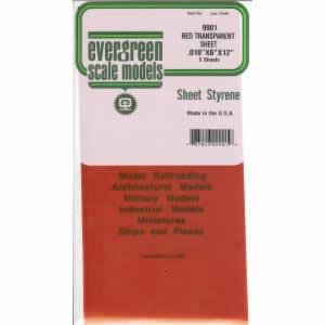 EVG9901 Red Transparent Styrene Sheets 2 Pk .010x6x12 Inches Evergreen 2nd Image