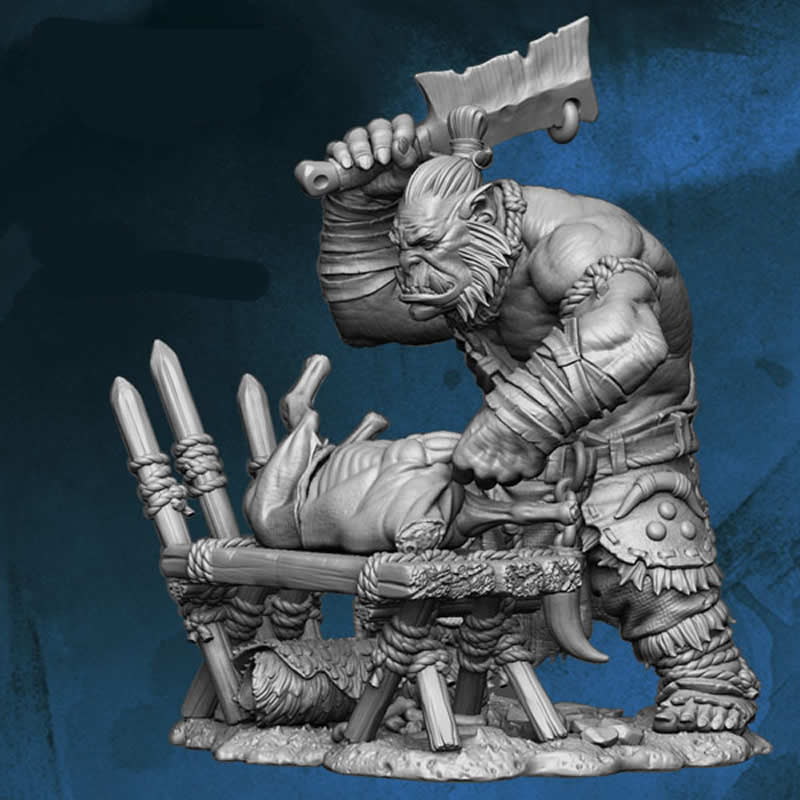 FLM28010 Orc Butchering Goat Figure Kit 28mm Heroic Scale Miniature Unpainted Main Image