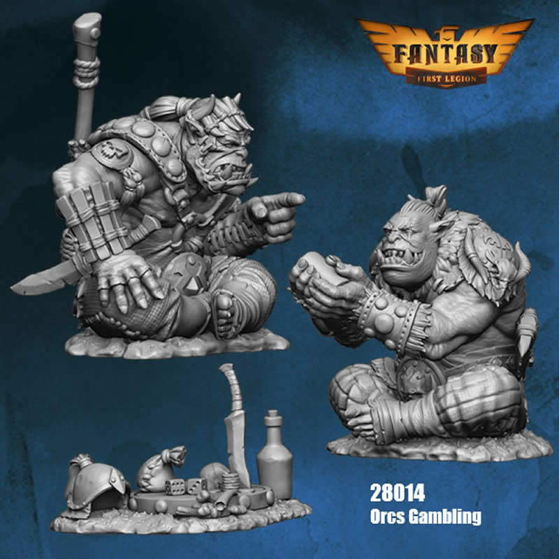 FLM28014 Orcs Gambling Figure Kit 28mm Heroic Scale Miniature Unpainted 4th Image