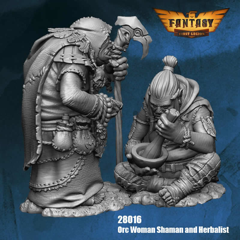 FLM28016 Orc Woman Shaman and Herbalist Figure Kit 28mm Heroic Scale Miniature Unpainted 4th Image