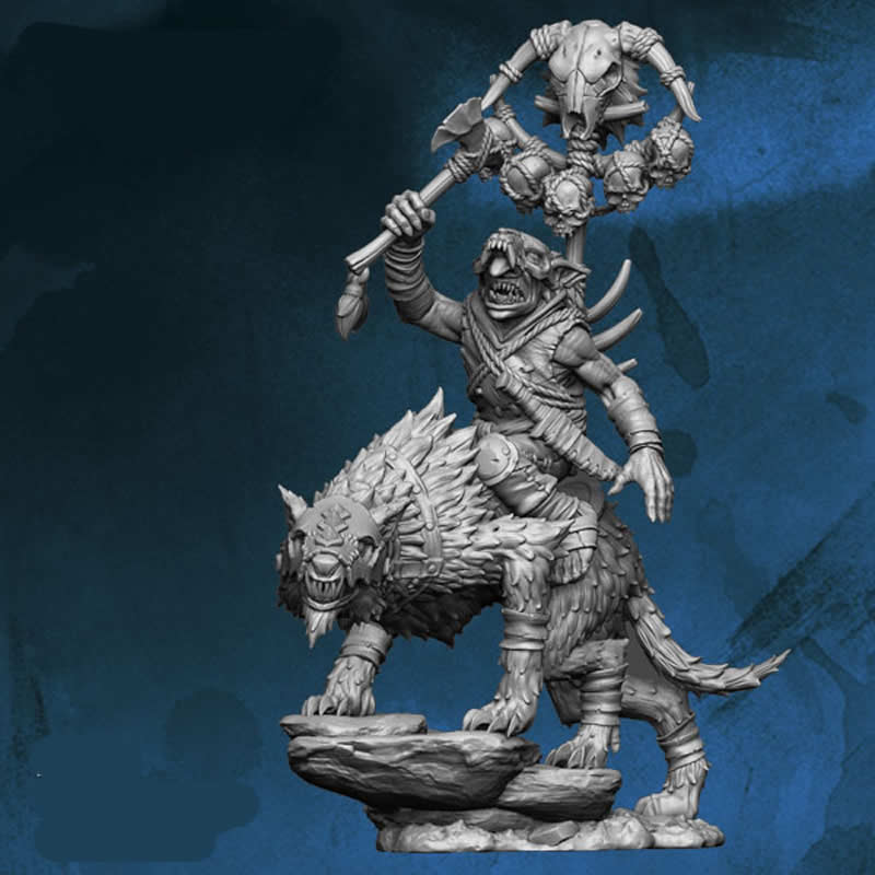 FLM28033 Goblin Standard Bearer on Warg Figure Kit 28mm Heroic Scale Miniature Unpainted Main Image