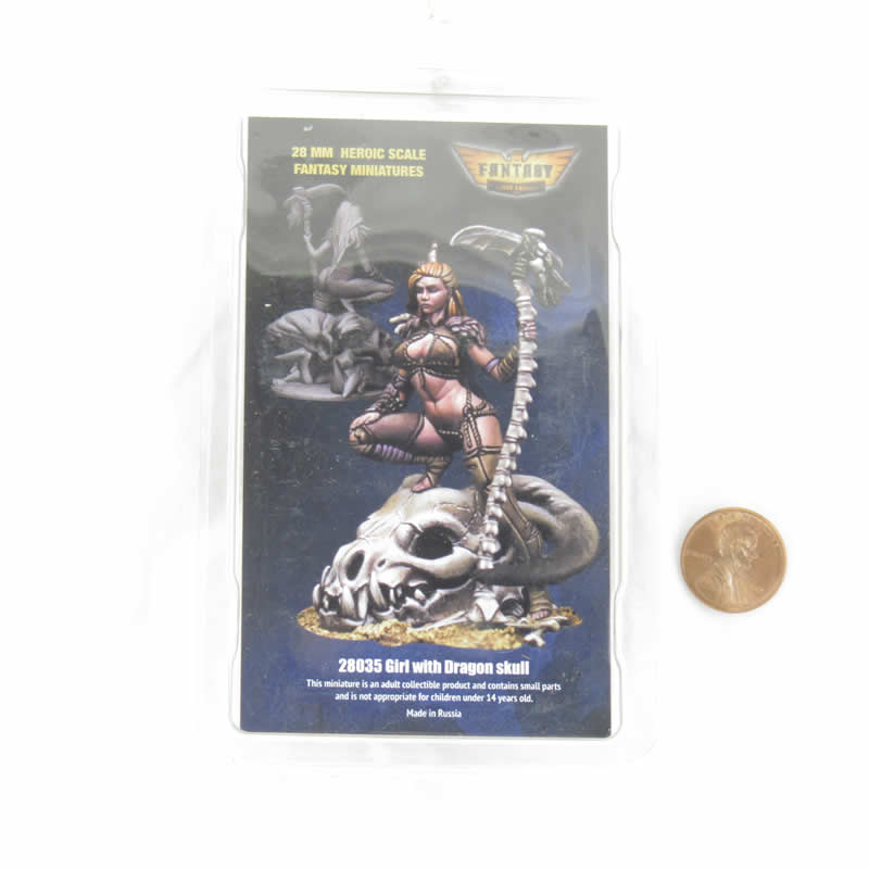 FLM28035 Girl with Dragon Skull Figure Kit 28mm Heroic Scale Miniature Unpainted 3rd Image