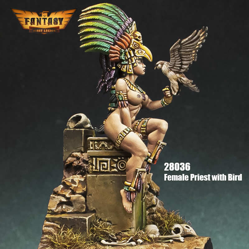 FLM28036 Female Priest with Bird Figure Kit 28mm Heroic Scale Miniature Unpainted 4th Image