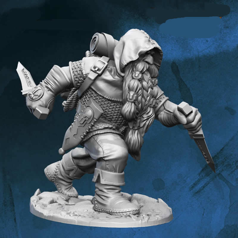 FLM28076 Usher Dwarven Assassin Figure Kit 28mm Heroic Scale Miniature Unpainted Main Image