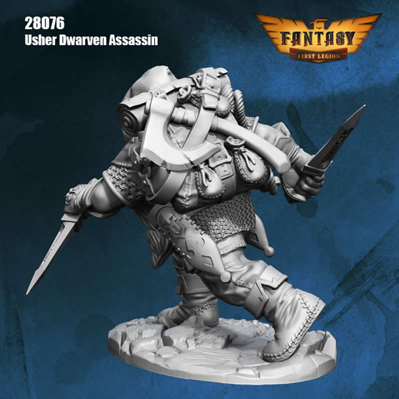 FLM28076 Usher Dwarven Assassin Figure Kit 28mm Heroic Scale Miniature Unpainted 4th Image