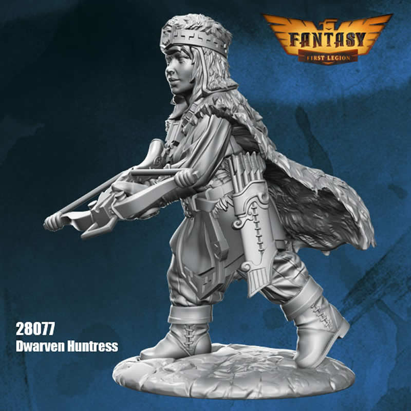 FLM28077 Dwarven Huntress Figure Kit 28mm Heroic Scale Miniature Unpainted 4th Image