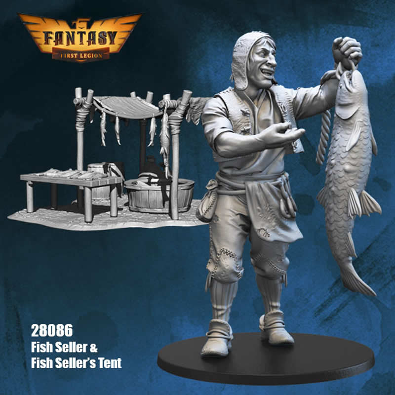 28mm Fantasy Miniature Figures Fish Merchant 3d Resin Printed