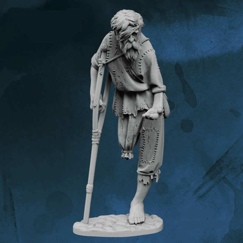 FLM28097 Old Beggar Figure Kit 28mm Heroic Scale Miniature Unpainted Main Image