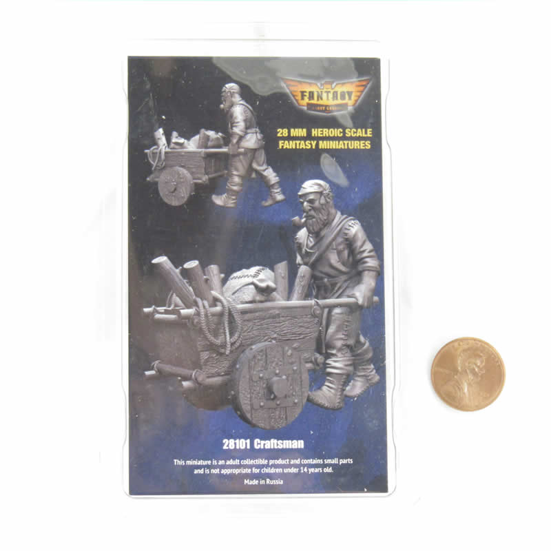 FLM28101 Craftsman With Woodcart Figure Kit 28mm Heroic Scale Miniature Unpainted 3rd Image