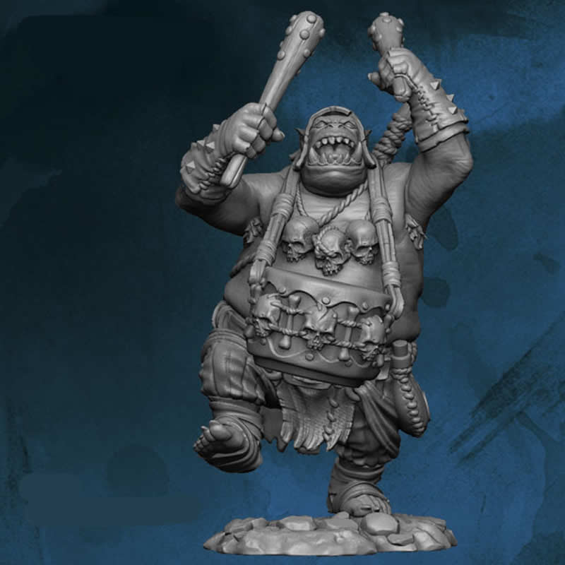 FLM28107 Orc Drummer Plogger Figure Kit 28mm Heroic Scale Miniature Unpainted Main Image