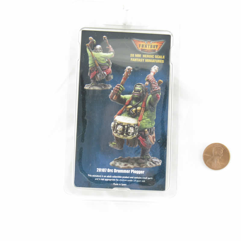 FLM28107 Orc Drummer Plogger Figure Kit 28mm Heroic Scale Miniature Unpainted 3rd Image