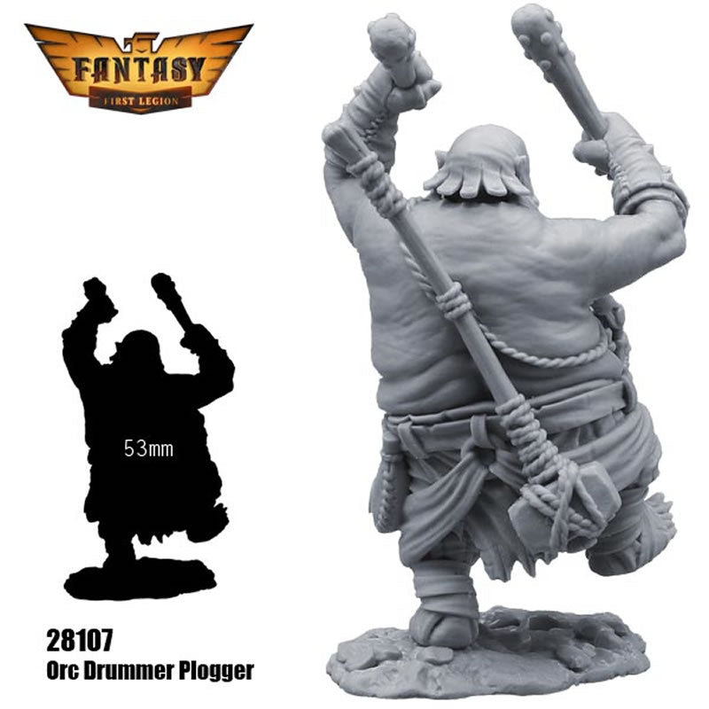 FLM28107 Orc Drummer Plogger Figure Kit 28mm Heroic Scale Miniature Unpainted 4th Image